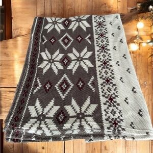 Ralph Lauren Brynden Knit Throw Blanket Aztec Style Pattern Bedspread 59x70”